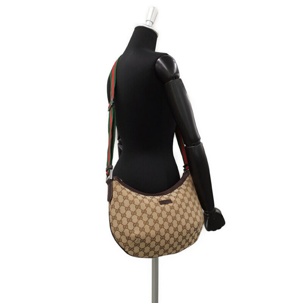 Gucci half GG Bag hobo bag Canvas Brown Messenger moon - Picture 9 of 9